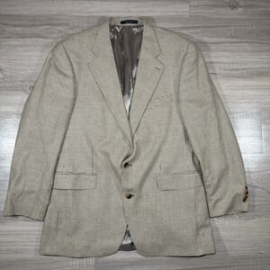 VTG Polo University Club Ralph Lauren Blazer 44T  Brown Houndstooth‎ Silk Wool